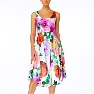 CALVIN KLEIN floral fit & flare midi dress